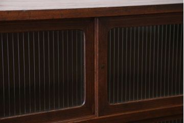 レトロ家具　昭和レトロ モールガラス アンティーク収納棚(キャビネット)