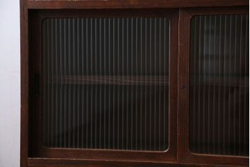 レトロ家具　昭和レトロ モールガラス アンティーク収納棚(キャビネット)