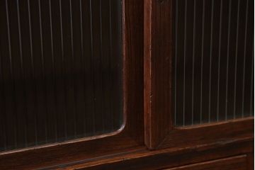 レトロ家具　昭和レトロ モールガラス アンティーク収納棚(キャビネット)