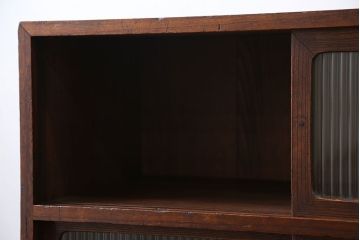 レトロ家具　昭和レトロ モールガラス アンティーク収納棚(キャビネット)