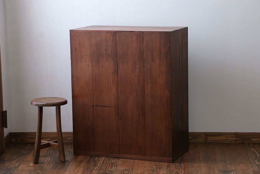 レトロ家具　昭和レトロ モールガラス アンティーク収納棚(キャビネット)