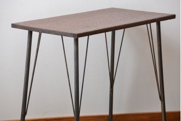 アンティーク家具　アンティーク 天板一枚板 古材を使った鉄脚テーブル(1)(作業台、机)