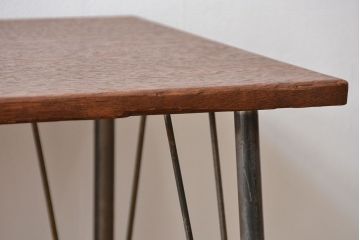 アンティーク家具　アンティーク 天板一枚板 古材を使った鉄脚テーブル(1)(作業台、机)