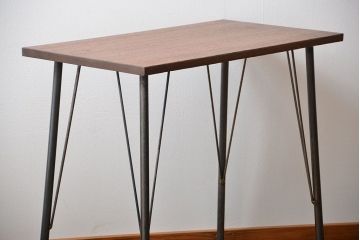 アンティーク家具　アンティーク 天板一枚板 古材を使った鉄脚テーブル(1)