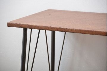 アンティーク家具　アンティーク 天板一枚板 古材を使った鉄脚テーブル(1)