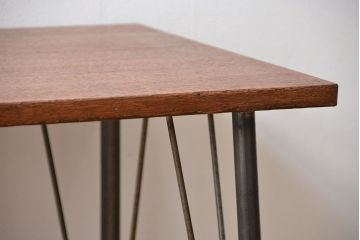 アンティーク家具　アンティーク 天板一枚板 古材を使った鉄脚テーブル(1)