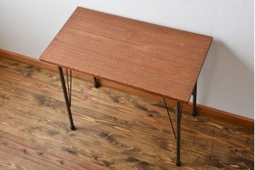 アンティーク家具　アンティーク 天板一枚板 古材を使った鉄脚テーブル(2)