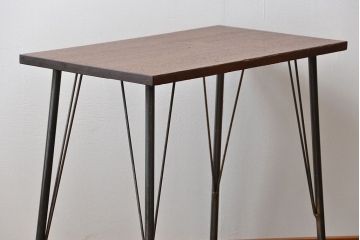 アンティーク家具　アンティーク 天板一枚板 古材を使った鉄脚テーブル(2)