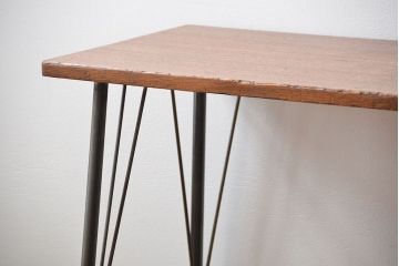 アンティーク家具　アンティーク 天板一枚板 古材を使った鉄脚テーブル(2)