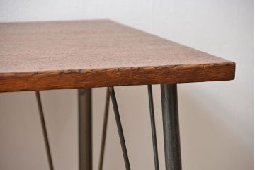 アンティーク家具　アンティーク 天板一枚板 古材を使った鉄脚テーブル(2)