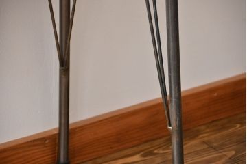 アンティーク家具　アンティーク 天板一枚板 古材を使った鉄脚テーブル(2)