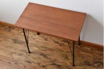 アンティーク家具　アンティーク  天板一枚板 古材を使った鉄脚テーブル(4)(作業台、机)