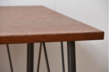 アンティーク家具　アンティーク  天板一枚板 古材を使った鉄脚テーブル(4)(作業台、机)