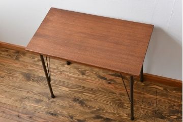 アンティーク家具　アンティーク 天板一枚板 古材を使った鉄脚テーブル(3)