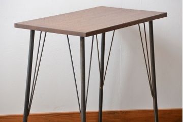 アンティーク家具　アンティーク 天板一枚板 古材を使った鉄脚テーブル(3)