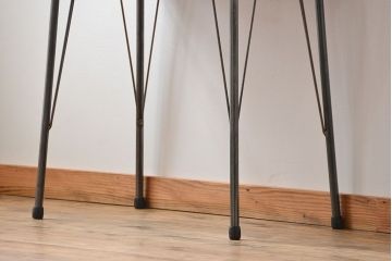 アンティーク家具　アンティーク 天板一枚板 古材を使った鉄脚テーブル(3)