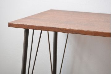 アンティーク家具　アンティーク 天板一枚板 古材を使った鉄脚テーブル(3)