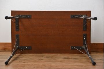 アンティーク家具　アンティーク 天板一枚板 古材を使った鉄脚テーブル(3)