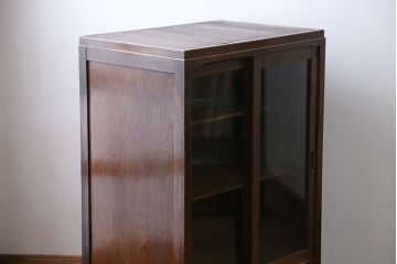 アンティーク家具　アンティーク 気泡ガラスの引き出し付き収納棚(飾り棚)