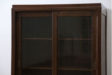 アンティーク家具　アンティーク 気泡ガラスの引き出し付き収納棚(飾り棚)