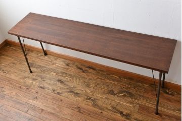 アンティーク家具　天板一枚板　古材天板の横長テーブル(作業台)