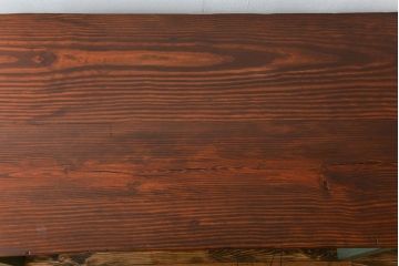 アンティーク家具　アンティークペイント　シンプルな横長作業台(テーブル、机)