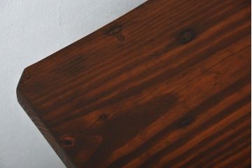 アンティーク家具　アンティークペイント　シンプルな横長作業台(テーブル、机)