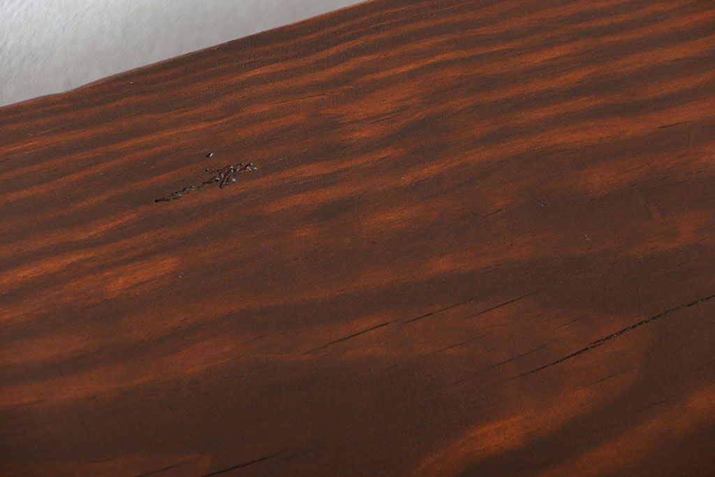 アンティーク家具　アンティークペイント　シンプルな横長作業台(テーブル、机)