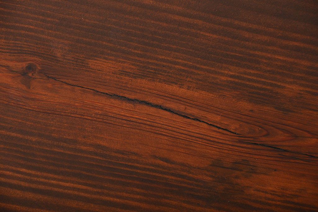 アンティーク家具　アンティークペイント　シンプルな横長作業台(テーブル、机)