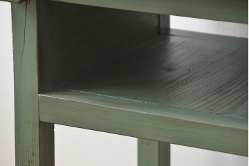 アンティーク家具　アンティークペイント　シンプルな横長作業台(テーブル、机)