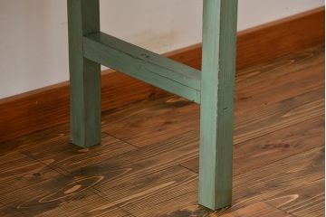 アンティーク家具　アンティークペイント　シンプルな横長作業台(テーブル、机)