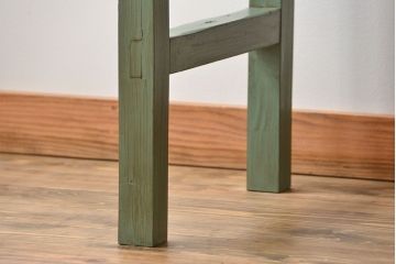 アンティーク家具　アンティークペイント　シンプルな横長作業台(テーブル、机)