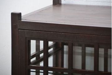 アンティーク家具　和風モダンスタイル 格子の縦型ガラスケース(2)