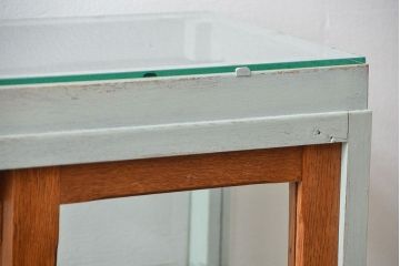 アンティーク家具　アンティークペイント　小さな引き出し付きガラスケース(ショーケース、飾り棚)