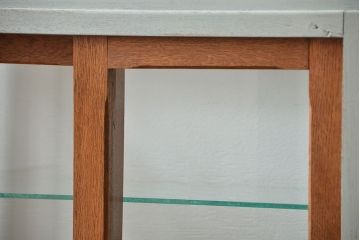 アンティーク家具　アンティークペイント　小さな引き出し付きガラスケース(ショーケース、飾り棚)