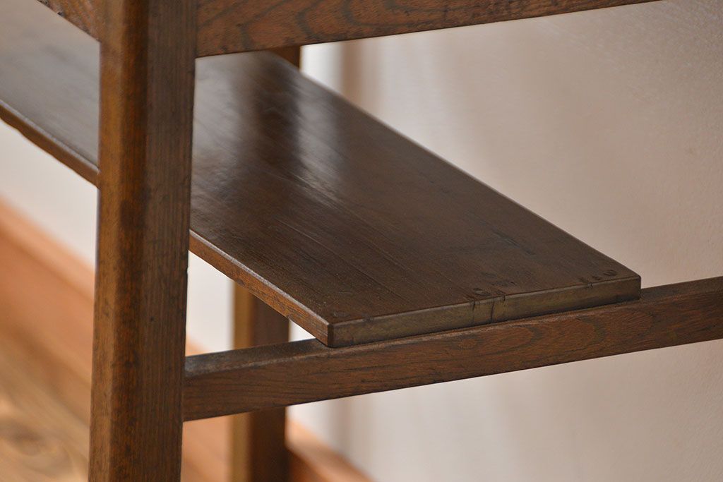 レトロ家具　昭和レトロ 古い栓材のアンティークサイドテーブル(机)