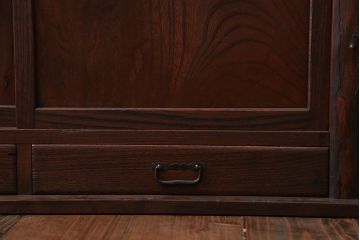 アンティーク家具　古民具・骨董 古い欅材の引き出し付き置き床(ローボード)