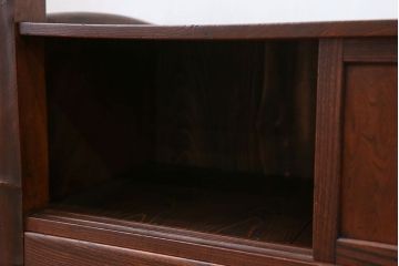 アンティーク家具　古民具・骨董 古い欅材の引き出し付き置き床(ローボード)