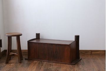 アンティーク家具　古民具・骨董 古い欅材の引き出し付き置き床(ローボード)