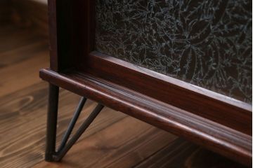 アンティーク家具　アンティーク 前面欅材の鉄脚付きローボード(収納棚、テレビボード)