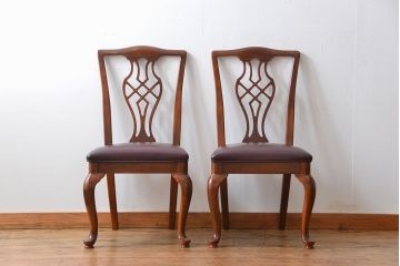 中古　ドレクセル　マホガニー材　ダイニングチェア2脚セット(1)(椅子、イス)