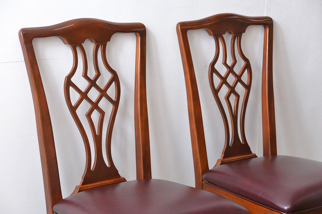 中古　ドレクセル　マホガニー材　ダイニングチェア2脚セット(1)(椅子、イス)