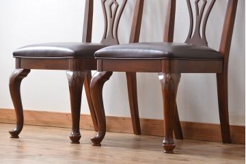 中古　ドレクセル　マホガニー材　ダイニングチェア2脚セット(1)(椅子、イス)