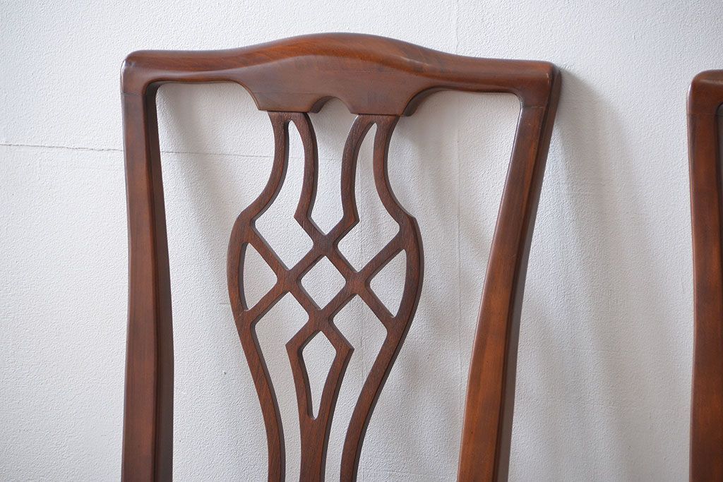 中古　ドレクセル　マホガニー材　ダイニングチェア2脚セット(1)(椅子、イス)