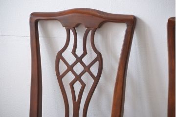 中古　ドレクセル　マホガニー材　ダイニングチェア2脚セット(1)(椅子、イス)