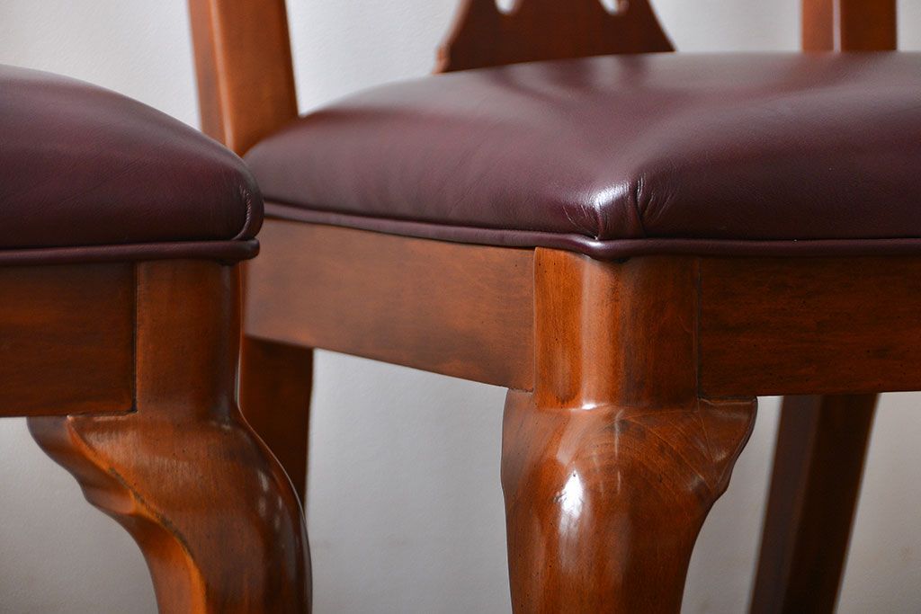 中古　ドレクセル　マホガニー材　ダイニングチェア2脚セット(1)(椅子、イス)