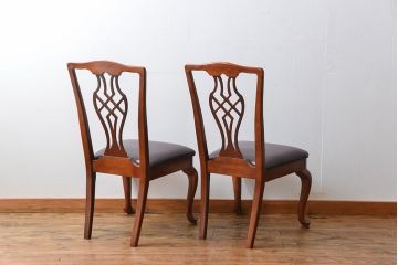 中古　ドレクセル　マホガニー材　ダイニングチェア2脚セット(1)(椅子、イス)