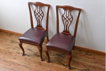 中古　ドレクセル　マホガニー材　ダイニングチェア2脚セット(2)(椅子、イス)