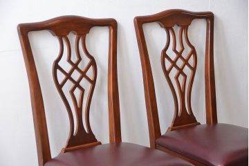 中古　ドレクセル　マホガニー材　ダイニングチェア2脚セット(2)(椅子、イス)