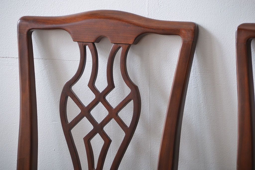 中古　ドレクセル　マホガニー材　ダイニングチェア2脚セット(2)(椅子、イス)